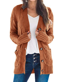 PRETTYGARDEN Women's Open Front Cardigan Sweaters Fall Fashion Button Down Cable Knit Chunky Winter Outerwear Coats