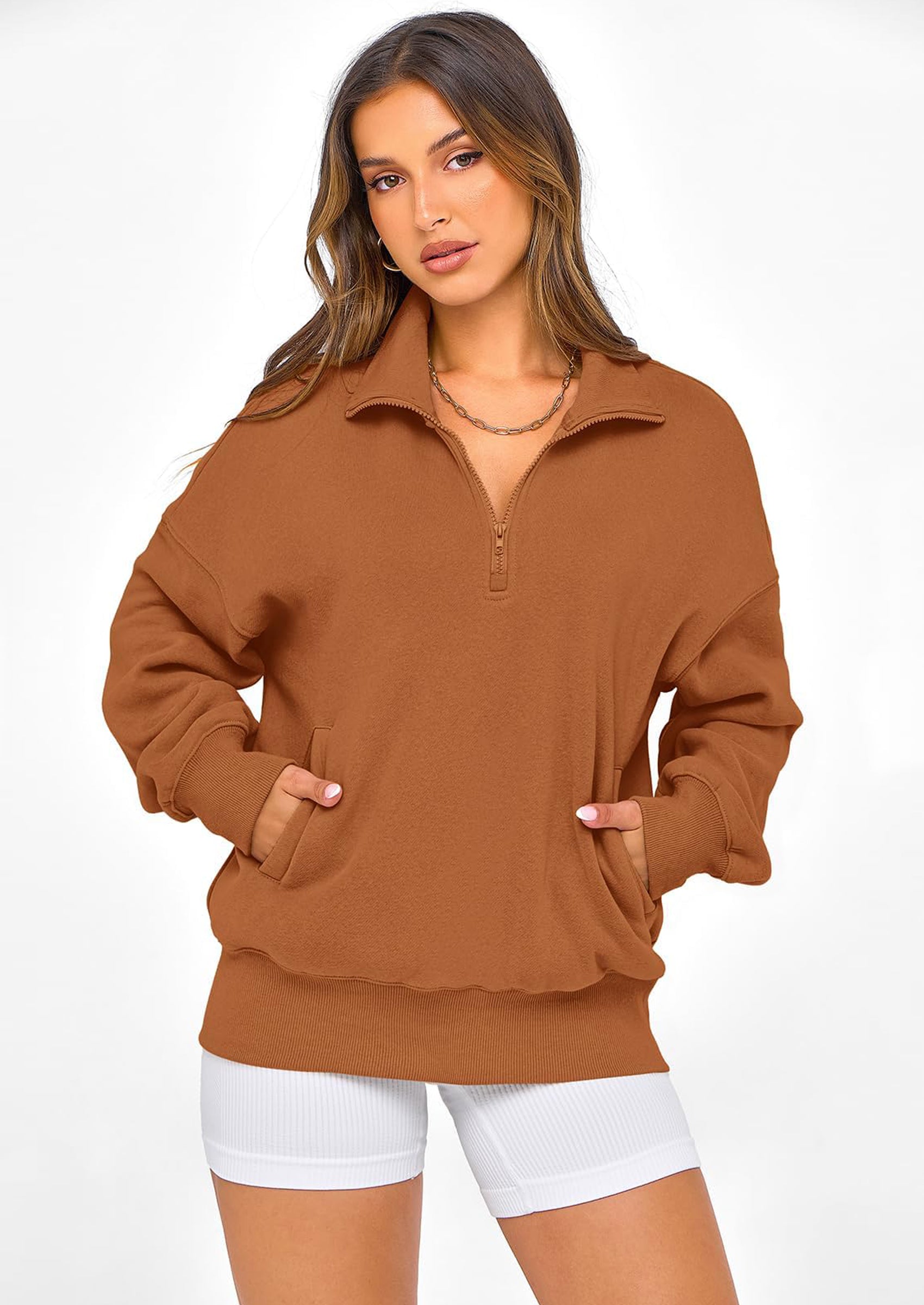 PRETTYGARDEN Womens Half Zip Oversized Sweatshirts Fleece Hoodies Trendy Long Sleeve Pullover Tops Y2k Spring Outfits