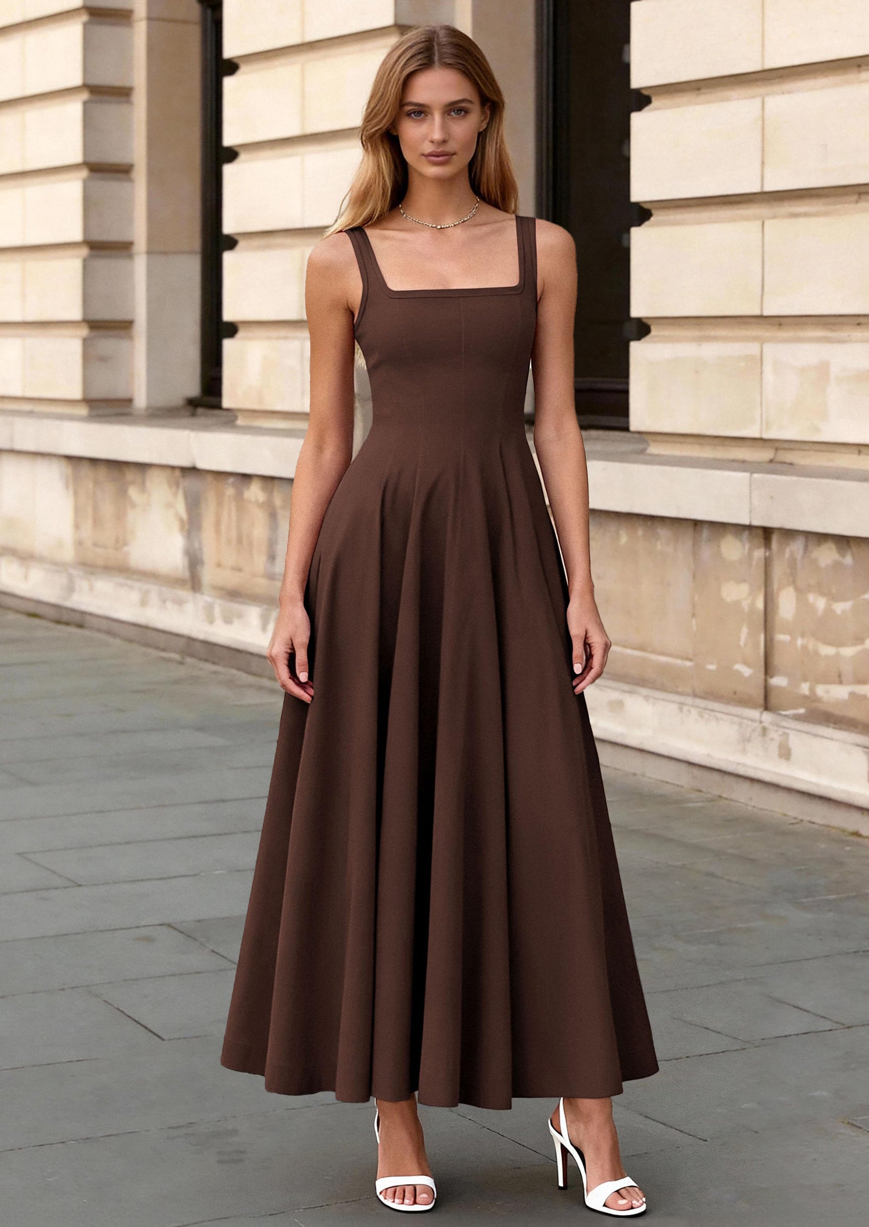 PRETTYGARDEN Cocktail Dresses for Women Formal Summer Sleeveless A Line Long Flowy Spring Wedding Guest Party Midi Dress PRETTYGARDEN