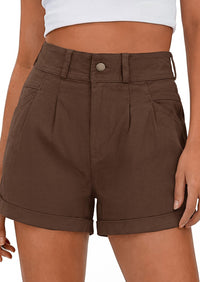 PRETTYGARDEN Womens Shorts Dressy Casual High Waisted Pleated Beach Vacation Tailored Summer Shorts with Pockets