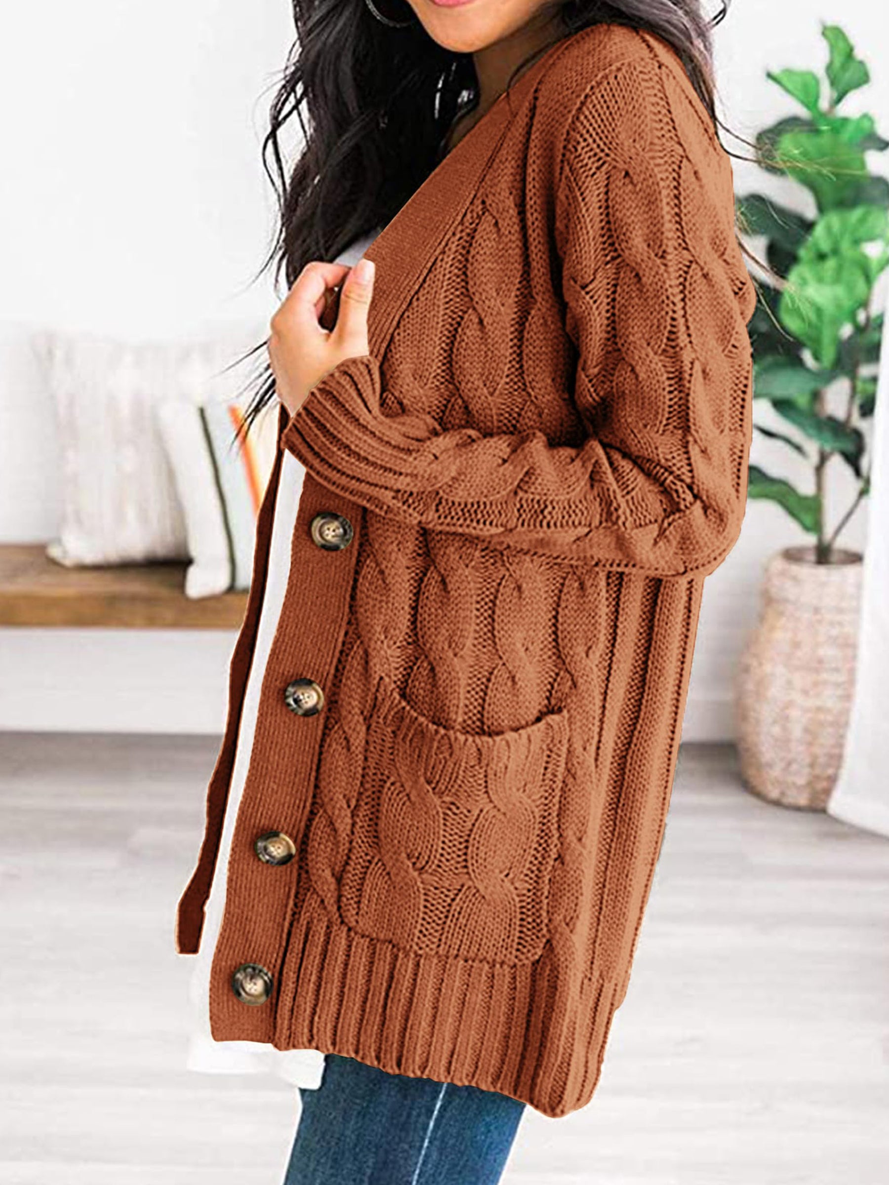 PRETTYGARDEN Women's Open Front Cardigan Sweaters Fall Fashion Button Down Cable Knit Chunky Winter Outerwear Coats
