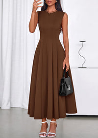 PRETTYGARDEN Sleeveless Crewneck Summer Maxi Dresses for Women Elegant Classy Semi Formal A Line Modest Party Dress PRETTYGARDEN