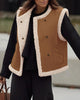 Women's Winter Faux Suede Sleeveless Button Down Fleece Sherpa Lined Fashion Casual Coat