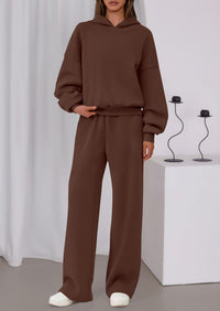 PRETTYGARDEN Womens Sweatsuits 2 Piece Set Casual Winter Long Sleeve Hoodie Loose Wide Leg Sweatpants Fall Tracksuit