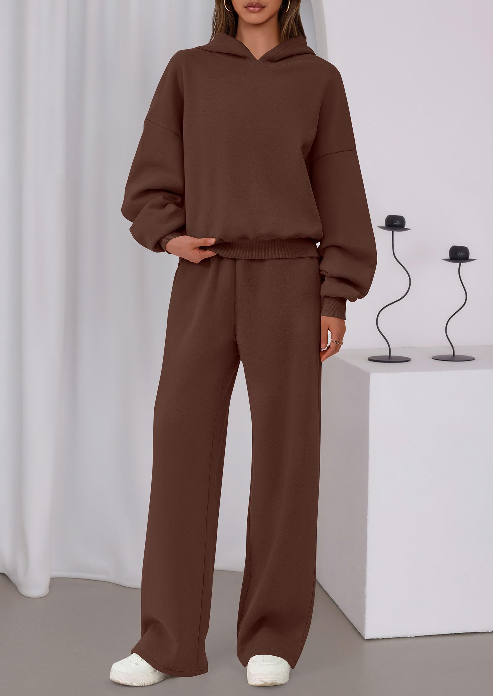 PRETTYGARDEN Womens Sweatsuits 2 Piece Set Casual Winter Long Sleeve Hoodie Loose Wide Leg Sweatpants Fall Tracksuit