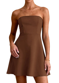 PRETTYGARDEN Women's Strapless Mini Summer Dress Spring A Line Tube Top Sundress Cocktail Party Short Dresses PRETTYGARDEN