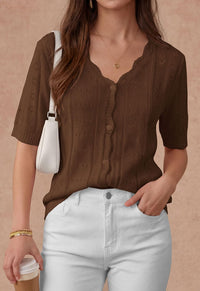 PRETTYGARDEN Womens Short Sleeve Crochet Knit Sweater Spring Fashion Button Down Lightweight Cardigans Summer Tops PRETTYGARDEN