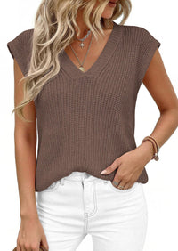 PRETTYGARDEN Women's Lightweight Sweaters Vest Spring Trendy Cap Sleeve V Neck Knit Tank Tops Summer Going Out Outfits PRETTYGARDEN