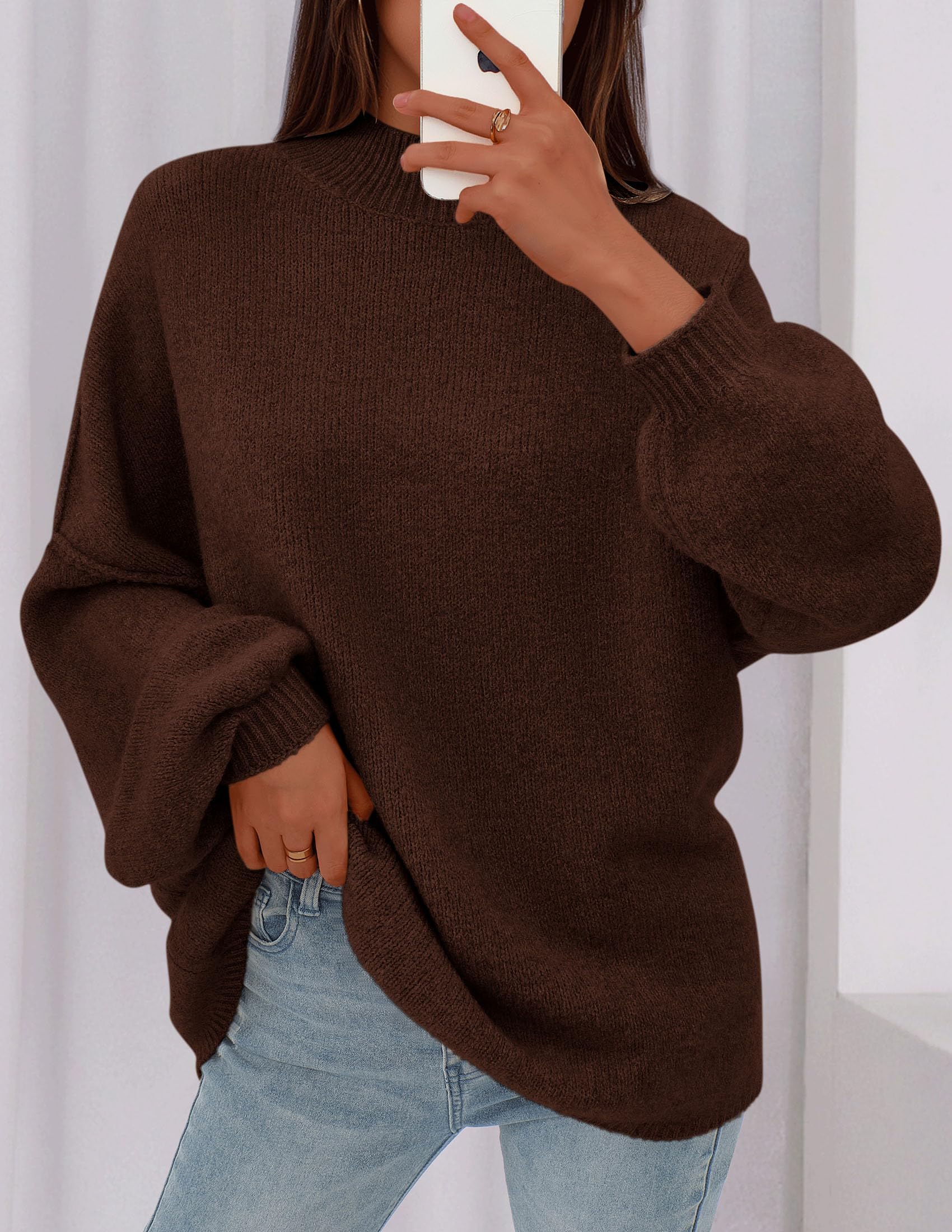 PRETTYGARDEN Women's Fall Oversized Sweaters Chunky Knit Mock Neck Long Sleeve Casual Trendy Pullover Winter Clothes PRETTYGARDEN