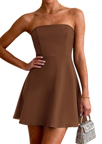 PRETTYGARDEN Women's Strapless Mini Summer Dress Spring A Line Tube Top Sundress Cocktail Party Short Dresses PRETTYGARDEN