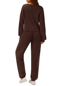 PRETTYGARDEN Women's Two Piece Outfits Lounge Sets Long Sleeve Pullover Tops Sweatpants Fall Fashion Matching Clothing