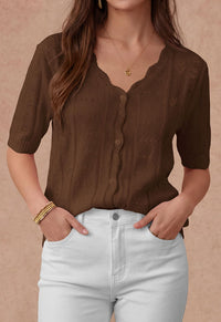 PRETTYGARDEN Womens Short Sleeve Crochet Knit Sweater Spring Fashion Button Down Lightweight Cardigans Summer Tops PRETTYGARDEN