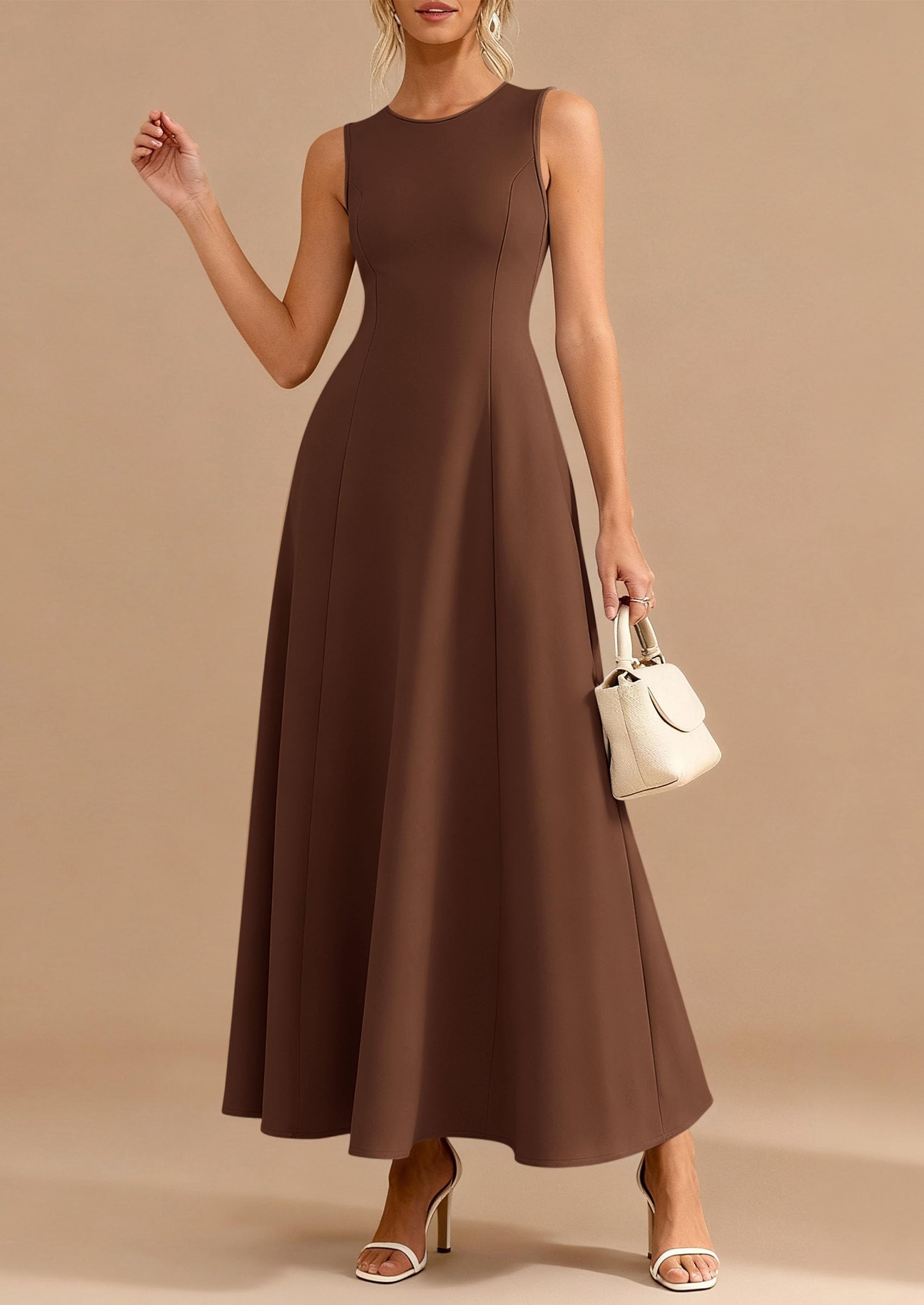 PRETTYGARDEN Women's Summer Tank Maxi Dress Spring Sleeveless Swing A Line Long Flowy Elegant Cocktail Dresses Pockets PRETTYGARDEN