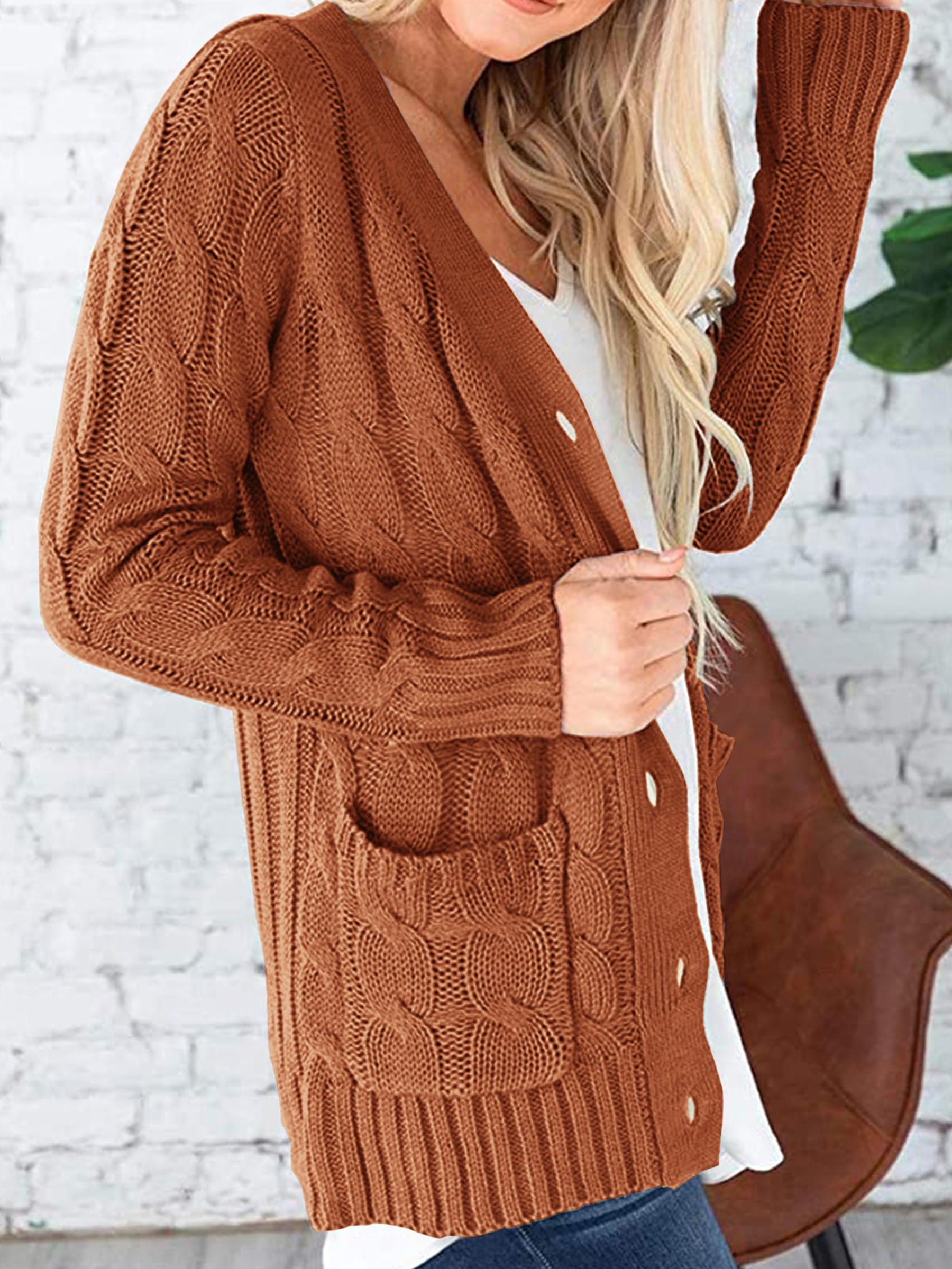 PRETTYGARDEN Women's Open Front Cardigan Sweaters Fall Fashion Button Down Cable Knit Chunky Winter Outerwear Coats