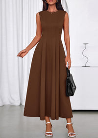 PRETTYGARDEN Sleeveless Crewneck Summer Maxi Dresses for Women Elegant Classy Semi Formal A Line Modest Party Dress PRETTYGARDEN