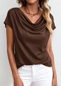 PRETTYGARDEN Blouses for Women Dressy Casual 2026 Summer Cowl Neck Short Sleeve Tops Spring Work Office Teacher Shirts PRETTYGARDEN