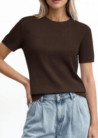 PRETTYGARDEN Women's Short Sleeve Sweaters Spring Crew Neck Knit Work Shirts Business Casual Tops Summer Fashion Clothes PRETTYGARDEN