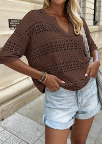 PRETTYGARDEN Womens Crochet Tops Casual Cotton Hollow Out Knit Short Sleeve Oversized Sweater for Women Summer Beach Cover Up PRETTYGARDEN