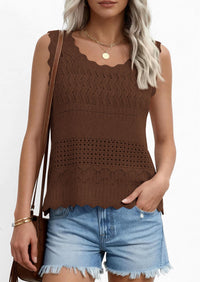 PRETTYGARDEN Womens Crochet Tank Tops Summer Spring Boho Sleeveless Cute Knit Sweater Vest Trendy Beach Vacation Clothes PRETTYGARDEN