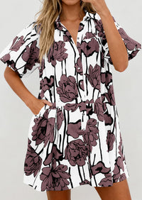 PRETTYGARDEN Womens Summer Dresses 2026 Casual Puff Sleeve Button Down Mini Shirt Dress Boho Floral Babydoll Sun Dress PRETTYGARDEN