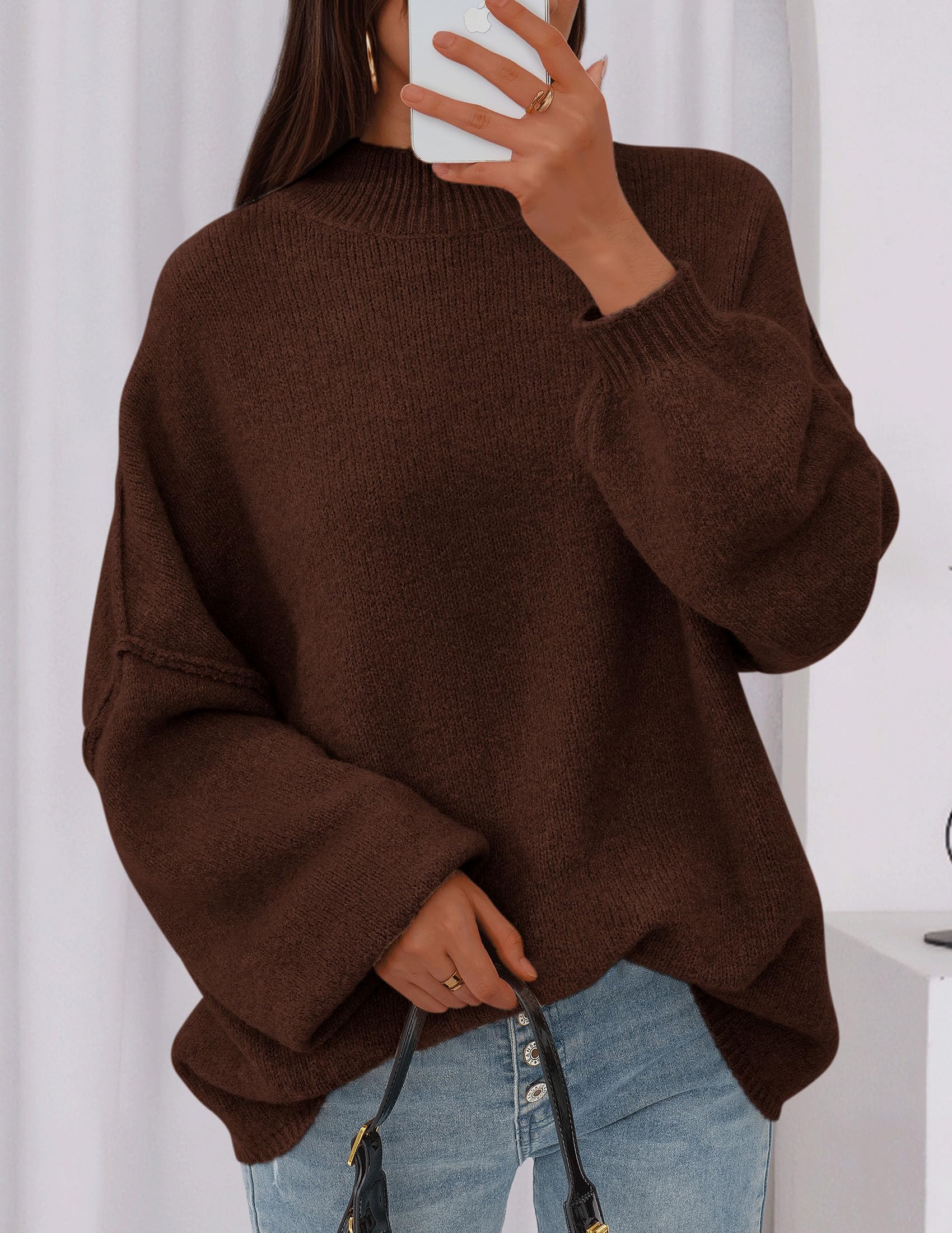 PRETTYGARDEN Women's Fall Oversized Sweaters Chunky Knit Mock Neck Long Sleeve Casual Trendy Pullover Winter Clothes PRETTYGARDEN