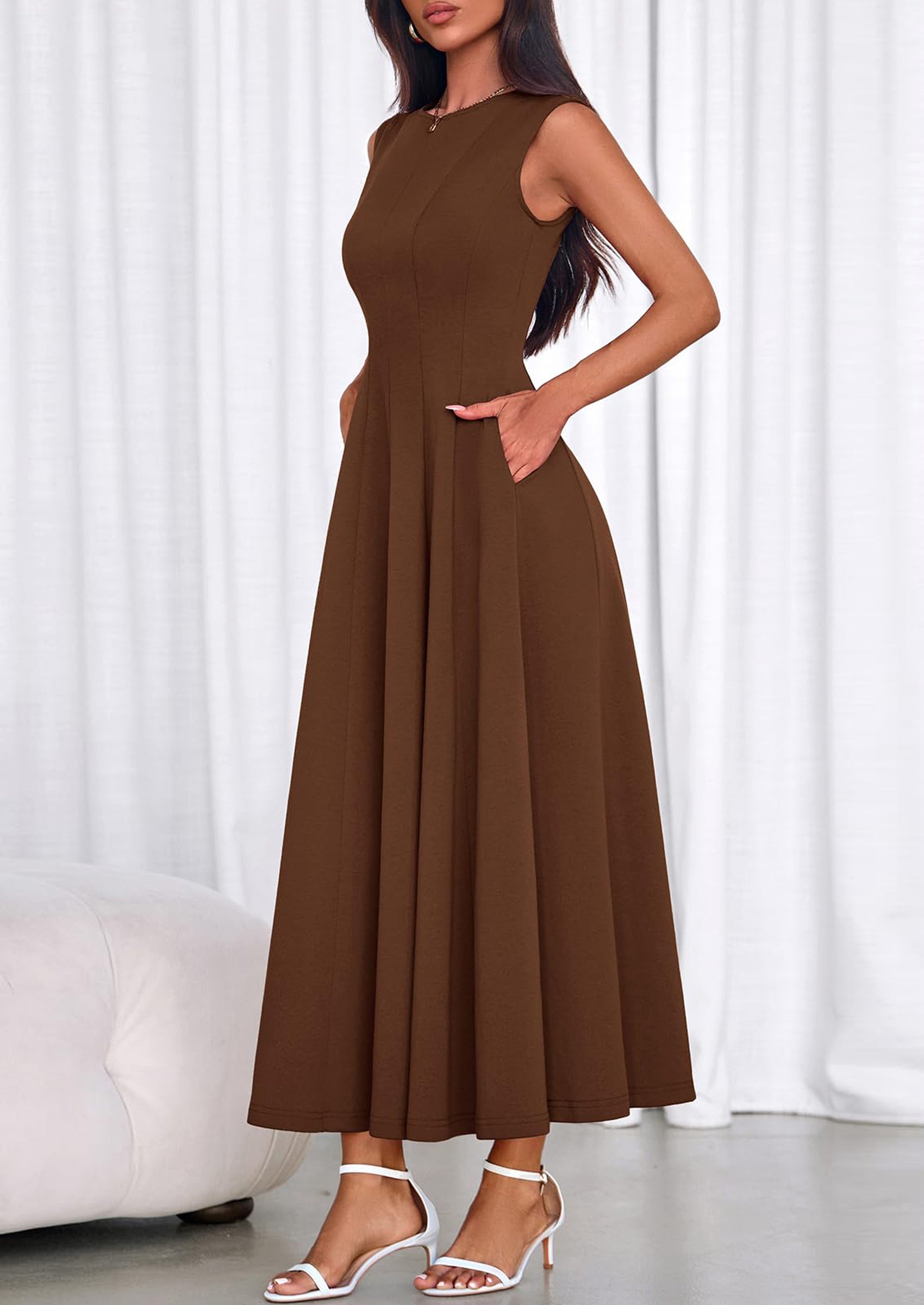 PRETTYGARDEN Sleeveless Crewneck Summer Maxi Dresses for Women Elegant Classy Semi Formal A Line Modest Party Dress PRETTYGARDEN