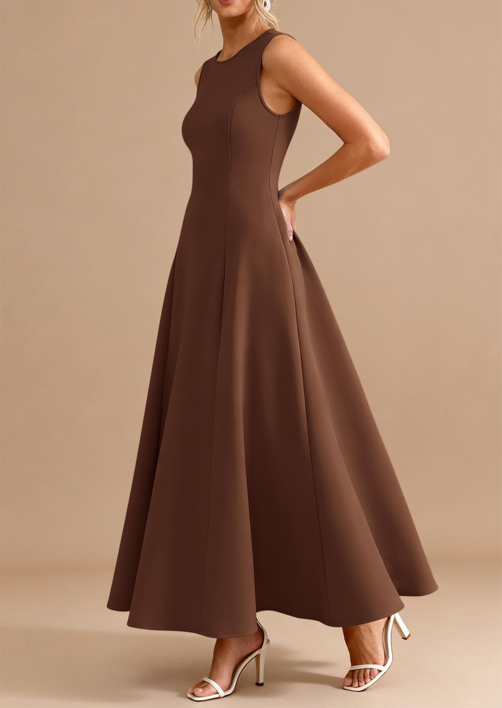 PRETTYGARDEN Women's Summer Tank Maxi Dress Spring Sleeveless Swing A Line Long Flowy Elegant Cocktail Dresses Pockets PRETTYGARDEN