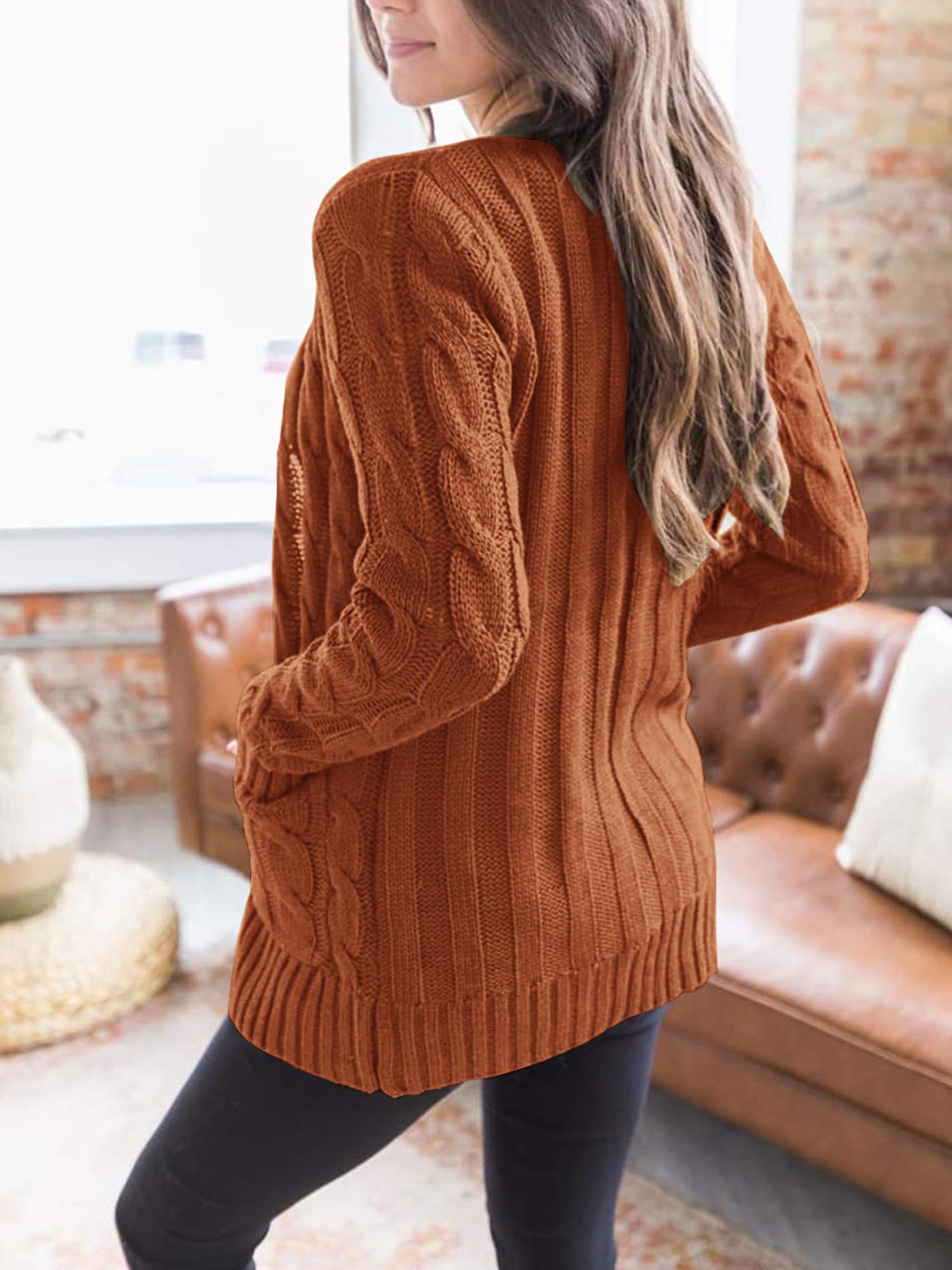 PRETTYGARDEN Women's Open Front Cardigan Sweaters Fall Fashion Button Down Cable Knit Chunky Winter Outerwear Coats