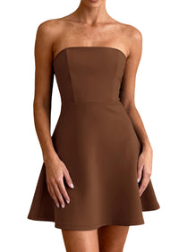 PRETTYGARDEN Women's Strapless Mini Summer Dress Spring A Line Tube Top Sundress Cocktail Party Short Dresses PRETTYGARDEN