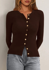 PRETTYGARDEN Womens Fall Cardigan Sweaters Lightweight Long Sleeve Button up Ribbed Knit Tops Winter Fashion Clothes