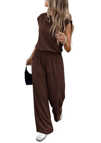 PRETTYGARDEN Women's Summer 2 Piece Lounge Sets Cap Sleeve Tops Wide Leg Pants Workout Sets Loose Casual Tracksuit PRETTYGARDEN