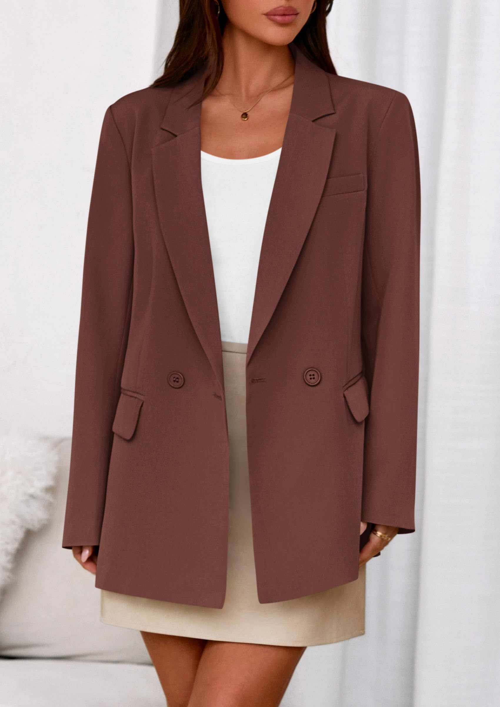 PRETTYGARDEN Fall Blazers for Women Business Casual Long Sleeve Lapel Pockets Dressy Suit Jackets Work Office Clothes PRETTYGARDEN