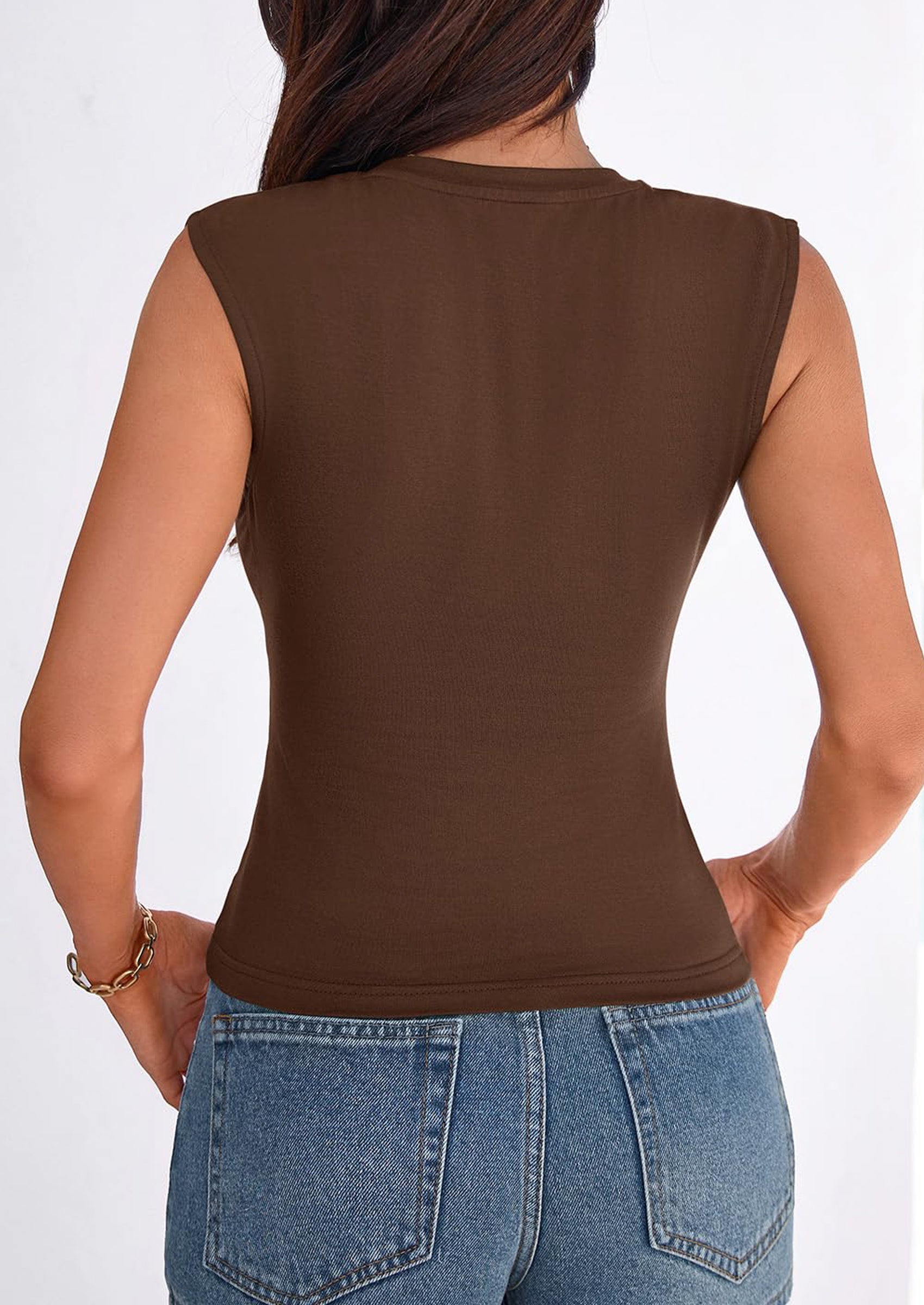 PRETTYGARDEN Womens T Shirts Spring Fashion V Neck Sleeveless Cute Going Out Tops Plain Fitted Tank Top Y2k Outfits PRETTYGARDEN