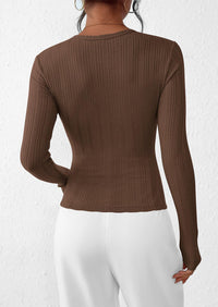 PRETTYGARDEN Crew Neck Long Sleeve Cute Going Out Tops for Women Casual Basic Slim Fit Womens Pullover Shirts PRETTYGARDEN