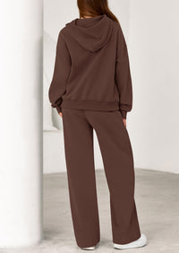 PRETTYGARDEN Women's 2 Piece Outfits Fall Sweatsuits Oversized Hoodies Wide Leg Sweatpants Tracksuits Lounge Matching Sets PRETTYGARDEN