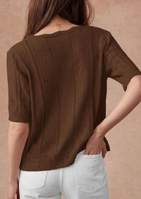 PRETTYGARDEN Womens Short Sleeve Crochet Knit Sweater Spring Fashion Button Down Lightweight Cardigans Summer Tops PRETTYGARDEN