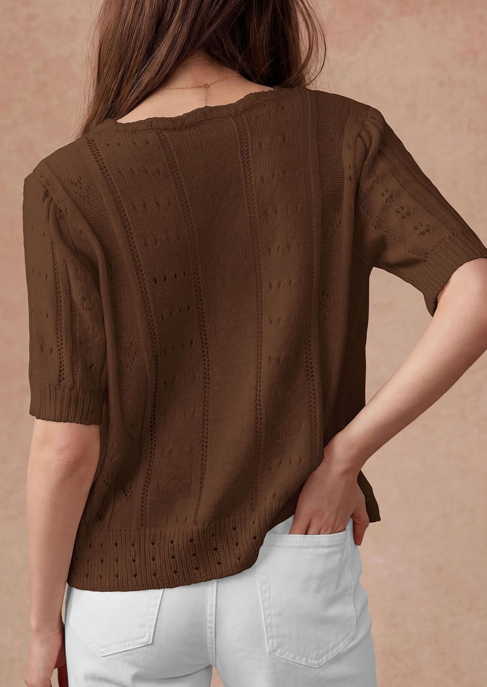 PRETTYGARDEN Womens Short Sleeve Crochet Knit Sweater Spring Fashion Button Down Lightweight Cardigans Summer Tops PRETTYGARDEN