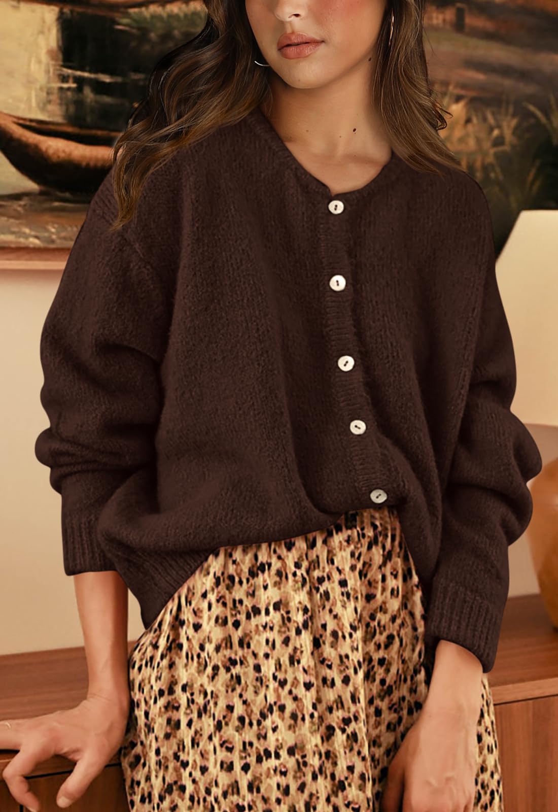 PRETTYGARDEN Long Sleeve Crewneck Button Down Womens Sweaters Fall Open Front Chunky Cardigan Sweaters for Women PRETTYGARDEN