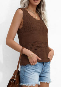 PRETTYGARDEN Womens Crochet Tank Tops Summer Spring Boho Sleeveless Cute Knit Sweater Vest Trendy Beach Vacation Clothes PRETTYGARDEN