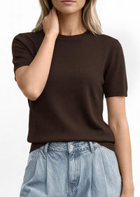 PRETTYGARDEN Women's Short Sleeve Sweaters Spring Crew Neck Knit Work Shirts Business Casual Tops Summer Fashion Clothes PRETTYGARDEN