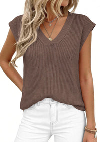 PRETTYGARDEN Women's Lightweight Sweaters Vest Spring Trendy Cap Sleeve V Neck Knit Tank Tops Summer Going Out Outfits PRETTYGARDEN