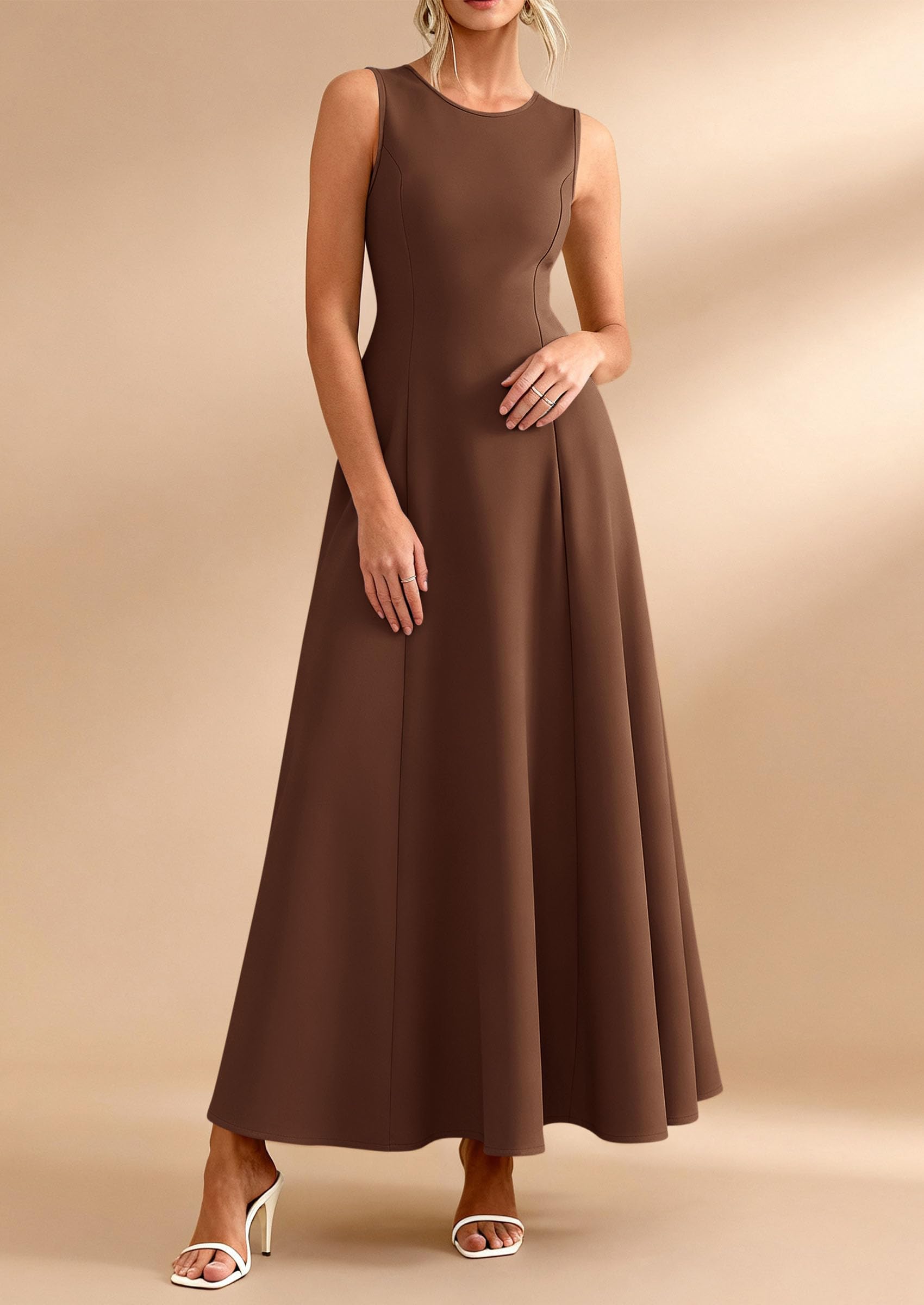 PRETTYGARDEN Women's Summer Tank Maxi Dress Spring Sleeveless Swing A Line Long Flowy Elegant Cocktail Dresses Pockets PRETTYGARDEN