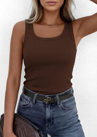 PRETTYGARDEN Womens Summer Tops Spring Cute Sleeveless Scoop Neck Workout Tank Top Casual Ribbed Knit Basic Cami Shirts PRETTYGARDEN