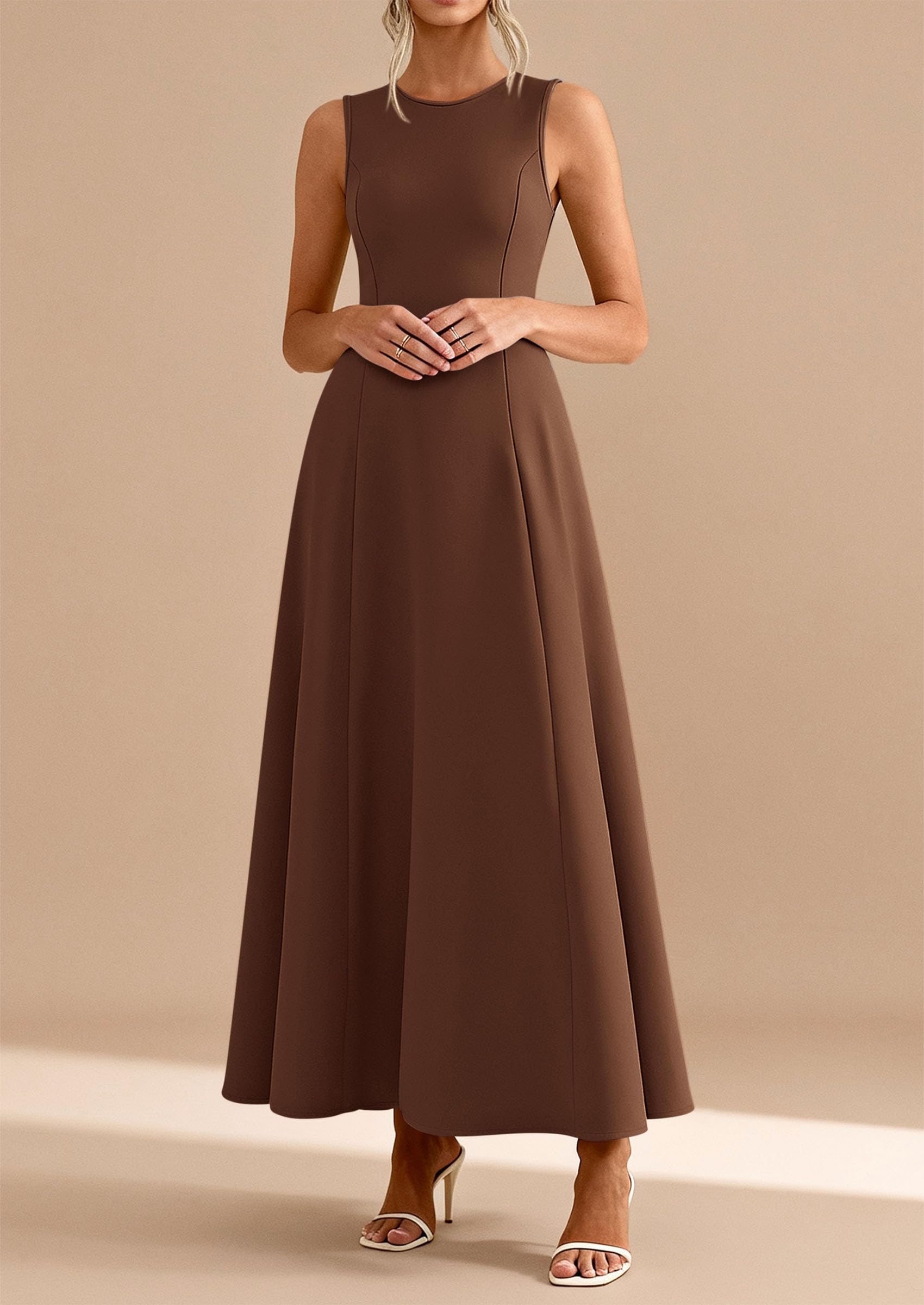 PRETTYGARDEN Women's Summer Tank Maxi Dress Spring Sleeveless Swing A Line Long Flowy Elegant Cocktail Dresses Pockets PRETTYGARDEN