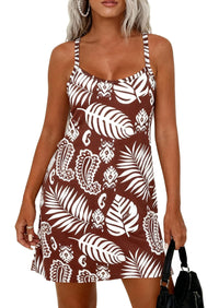 PRETTYGARDEN Women's Summer Dresses Casual Print Spaghetti Strap Sleeveless Sundress Beach Vacation Cover Ups PRETTYGARDEN