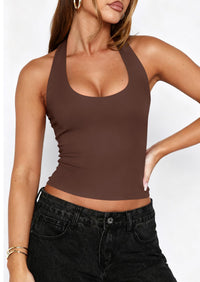 PRETTYGARDEN Women's Summer Halter Tank Tops Y2K Sleeveless Slim Fitted Backless Shirts Going Out Spring Workout Clothes PRETTYGARDEN