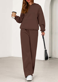 PRETTYGARDEN Women's 2 Piece Outfits Fall Sweatsuits Oversized Hoodies Wide Leg Sweatpants Tracksuits Lounge Matching Sets PRETTYGARDEN