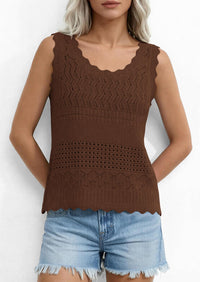 PRETTYGARDEN Womens Crochet Tank Tops Summer Spring Boho Sleeveless Cute Knit Sweater Vest Trendy Beach Vacation Clothes PRETTYGARDEN