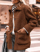 Winter Faux Fur Coats Long Sleeve Lapel Button Down Pockets Fleece Sherpa Jacket Casual Trendy Outerwear