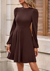 PRETTYGARDEN Womens Long Sleeve Mini Dress Fall Crewneck Ribbed Knit Soft A Line Flowy Casual Short Dresses with Pockets